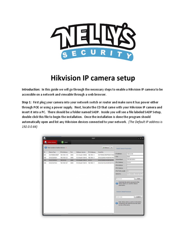 hikvision ip camera network setup