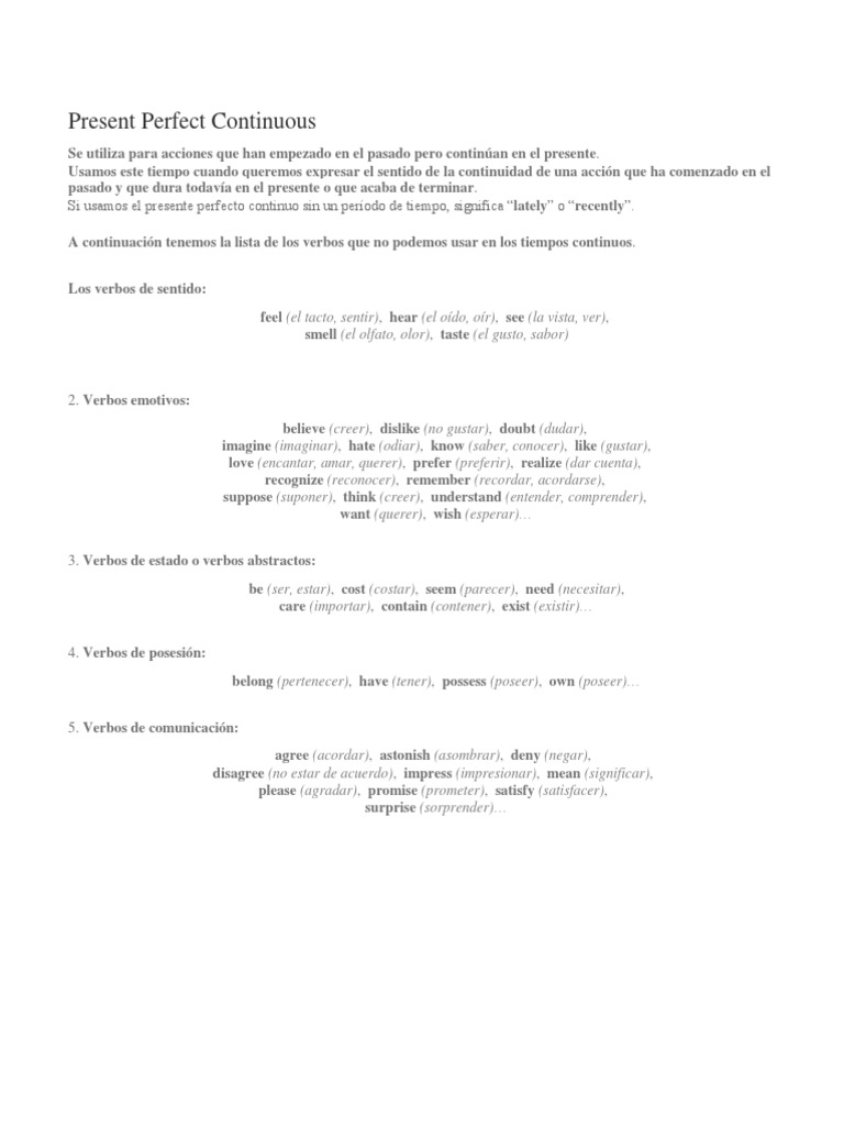 Present Perfect Continuous Guide | PDF | Morphology | Onomastics