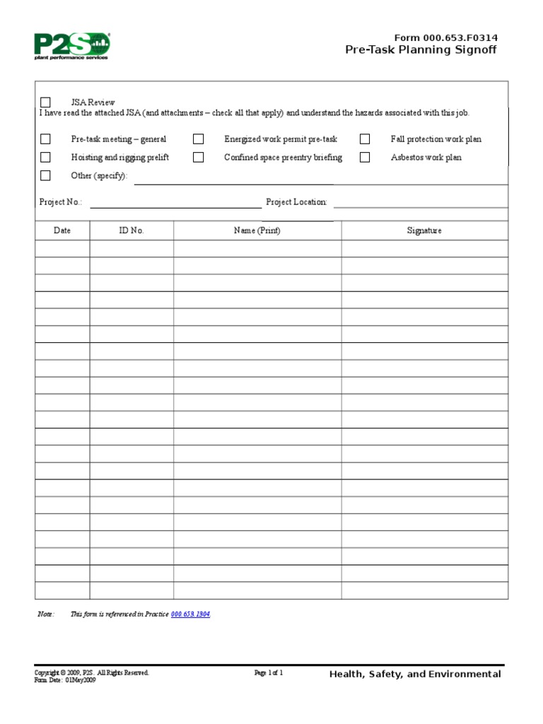 pre-task-plan-signoff-f0314-safety-occupational-safety-and-health