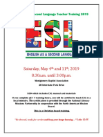 English As A Second Language Teacher Training 2019