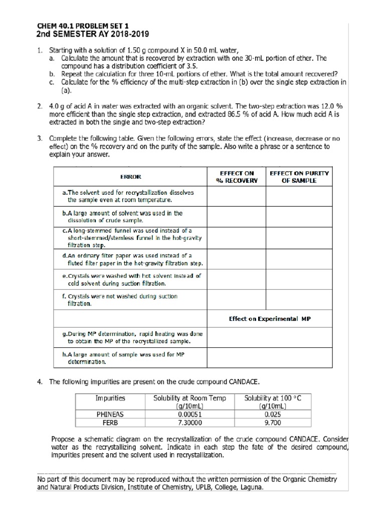 Chem 40 1 Probset For Theoretical Exam | PDF