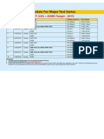 Schedule For Major Test Series: NEET (UG) + AIIMS Target - 2019