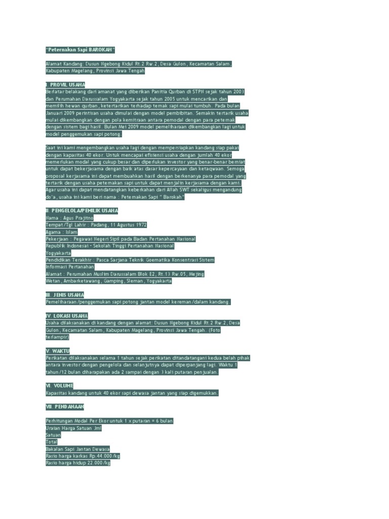 Peternakan Sapi Barokah Docx