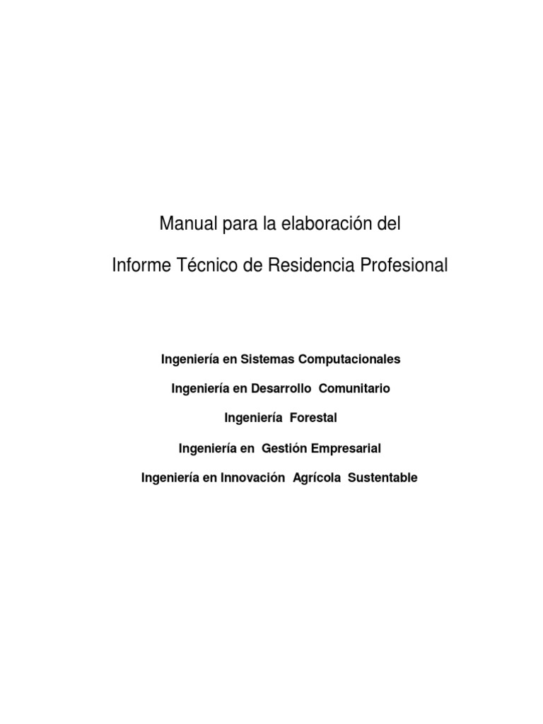 1 Manual Para Elaboracion De Informe Tecnico De Residencia