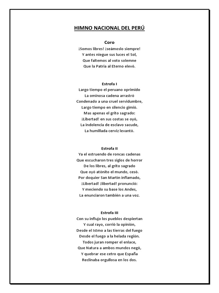 Himno nacional del per completo