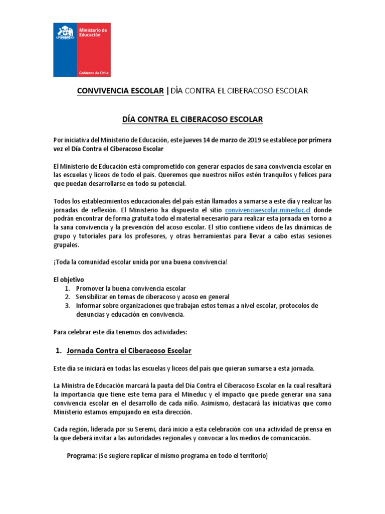 Día Contra el Ciberacoso Escolar | PDF | Acoso cibernético | Servicio ...