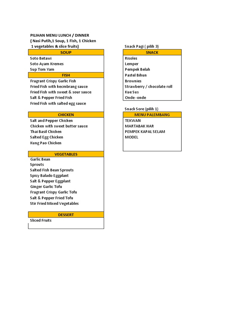 Menu Options for Lunch and Dinner | PDF | Thai Cuisine | Cuisine