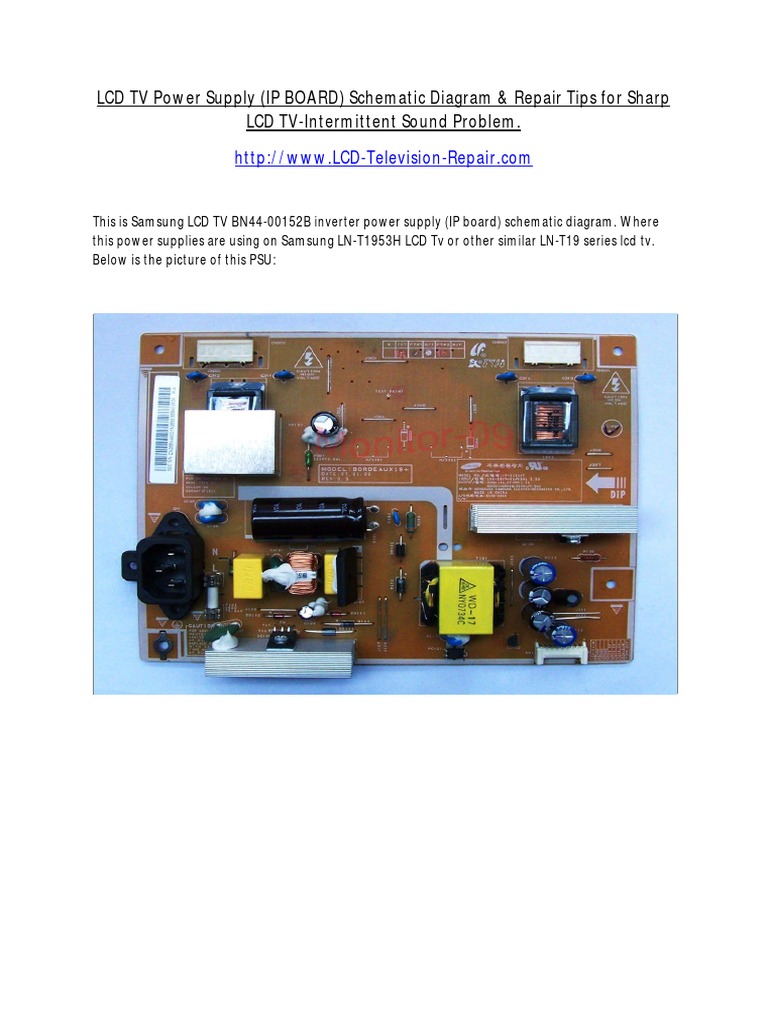 LCD TV Power Supply Schematic & Fix Intermittent Sound | PDF