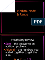 Mean, Median, Mode & Range