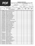 Department of Education School Form 8 Learner's Basic Health and Nutrition Report (SF8)