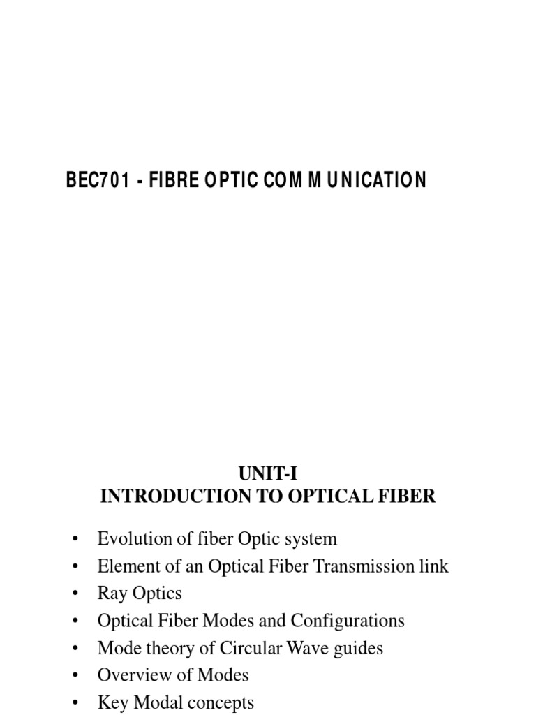 BEC701 Fibre Optic Communication PDF PDF Dispersion (Optics