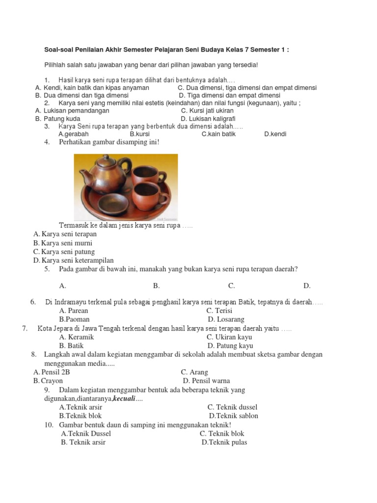 Soal Latihan Tugas Ulangan Seni Budaya Pdf