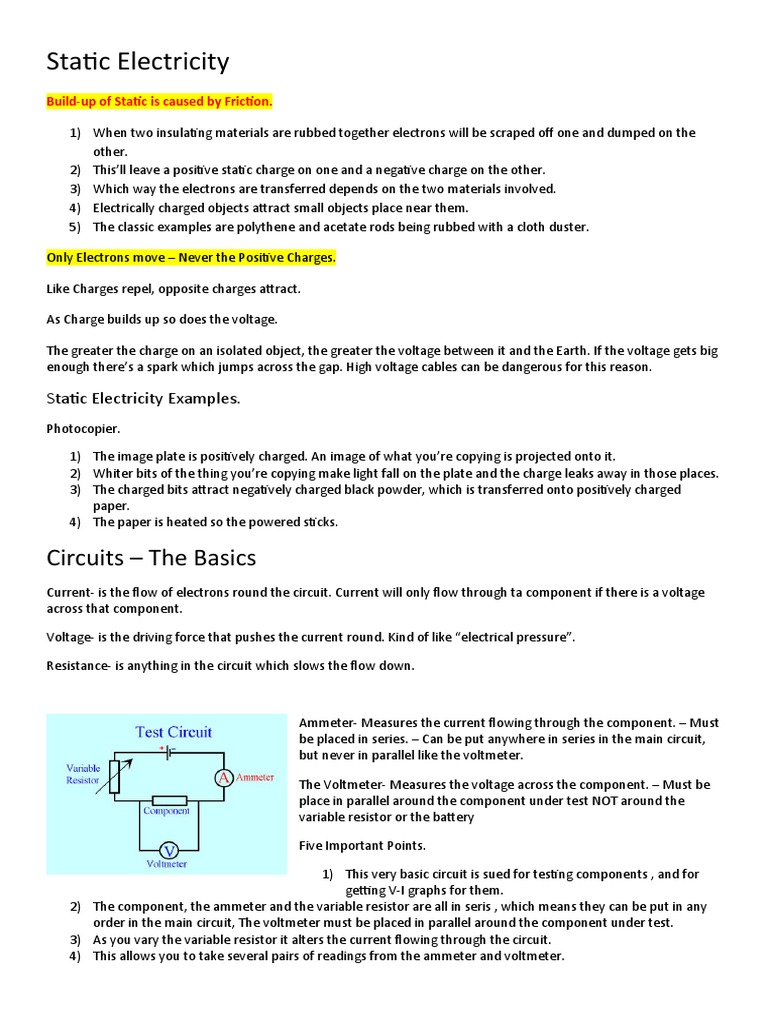 Understanding Static Electricity and Circuits | PDF | Electrical ...