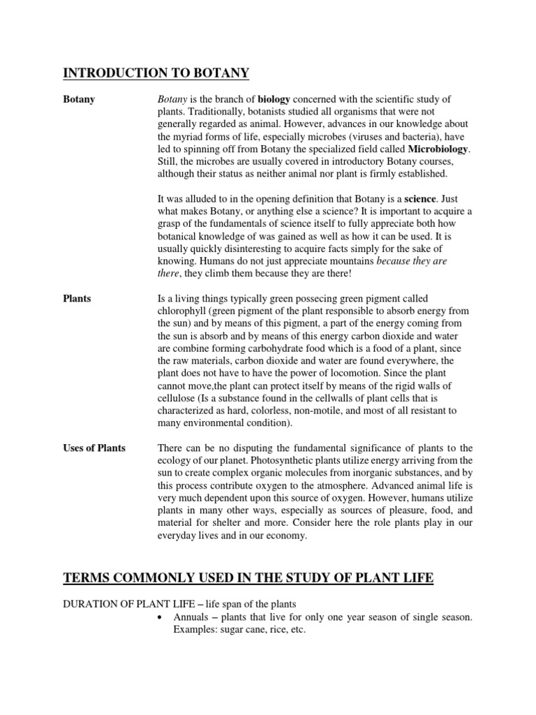 Introduction to Botany Basics | PDF | Tissue (Biology) | Leaf