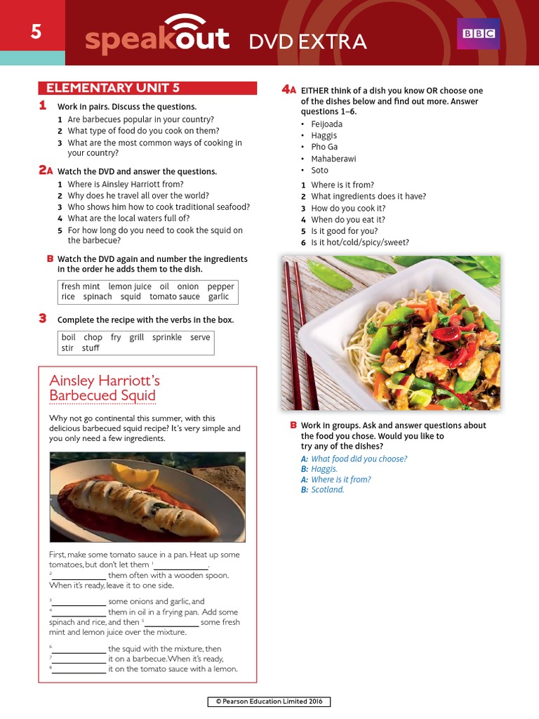 Speakout DVD Extra Elementary Unit 5 | PDF | Tomato Sauce | Cooking