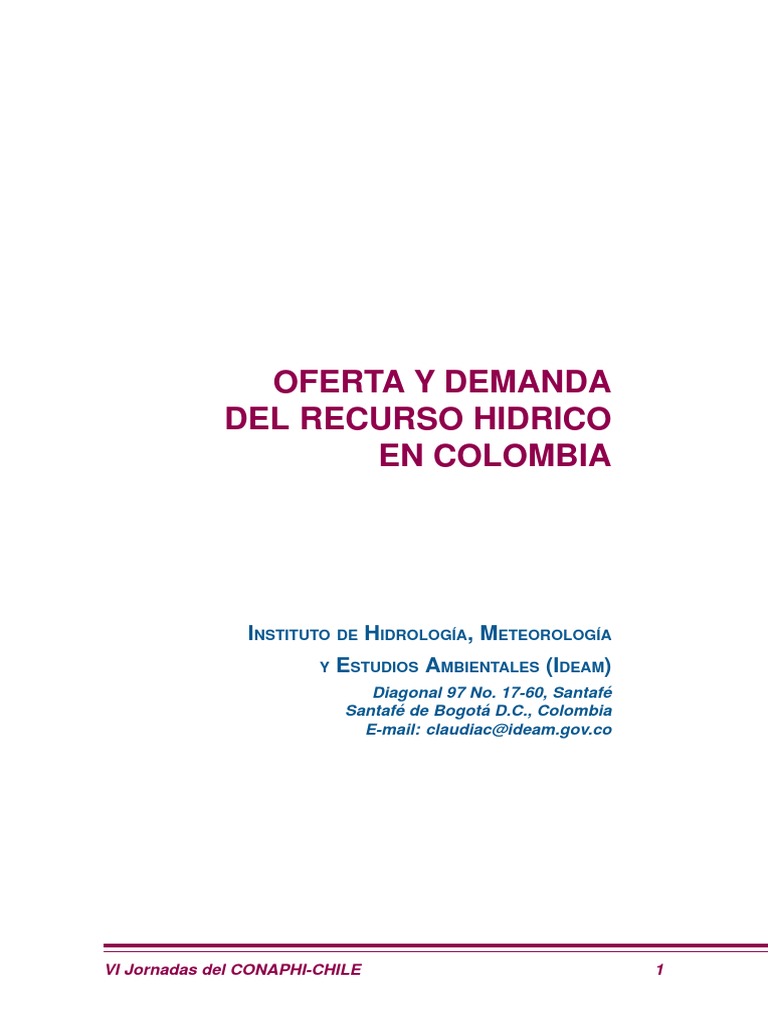 Oferta y demanda de agua en Colombia | PDF | Evapotranspiración ...