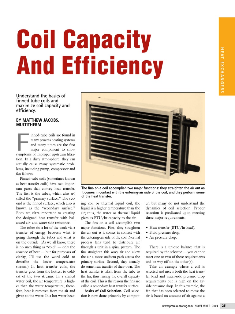 Coil Capacity Efficiency PDF Heat Transfer Heat