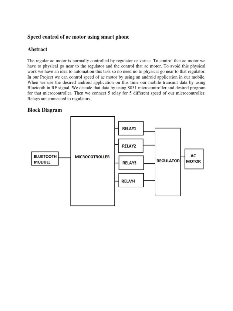 Speed Control of Ac Motor Using Smart Phone PDF Capacitor Resistor