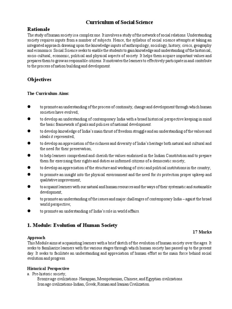 Social Science Curriculum Overview | PDF | Social Science | Government ...