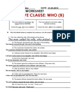 Adjective Clause: Who (B) : Grammar Worksheet