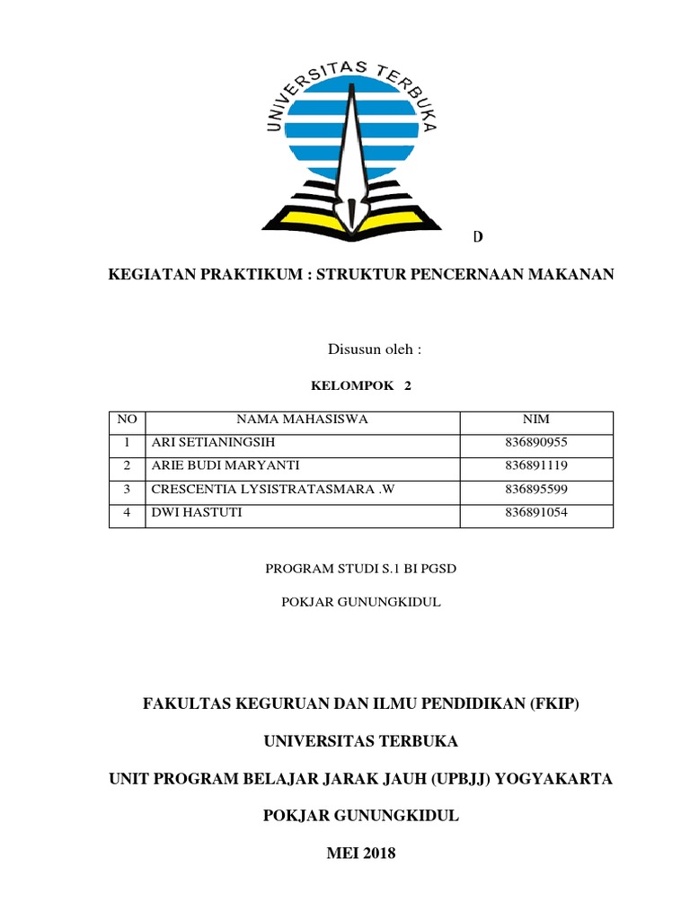 Laporan Praktikum Ipa Sd Sistem Pencernaan Docx