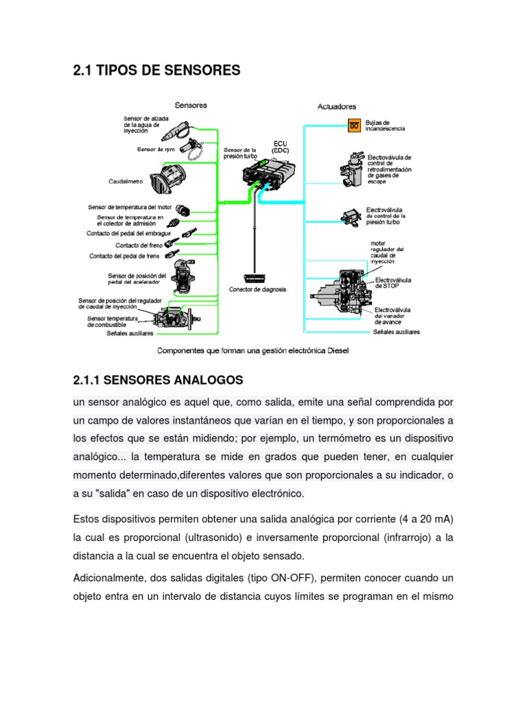 Sensores en Motores A Diesel | PDF | Sensor | Corriente eléctrica