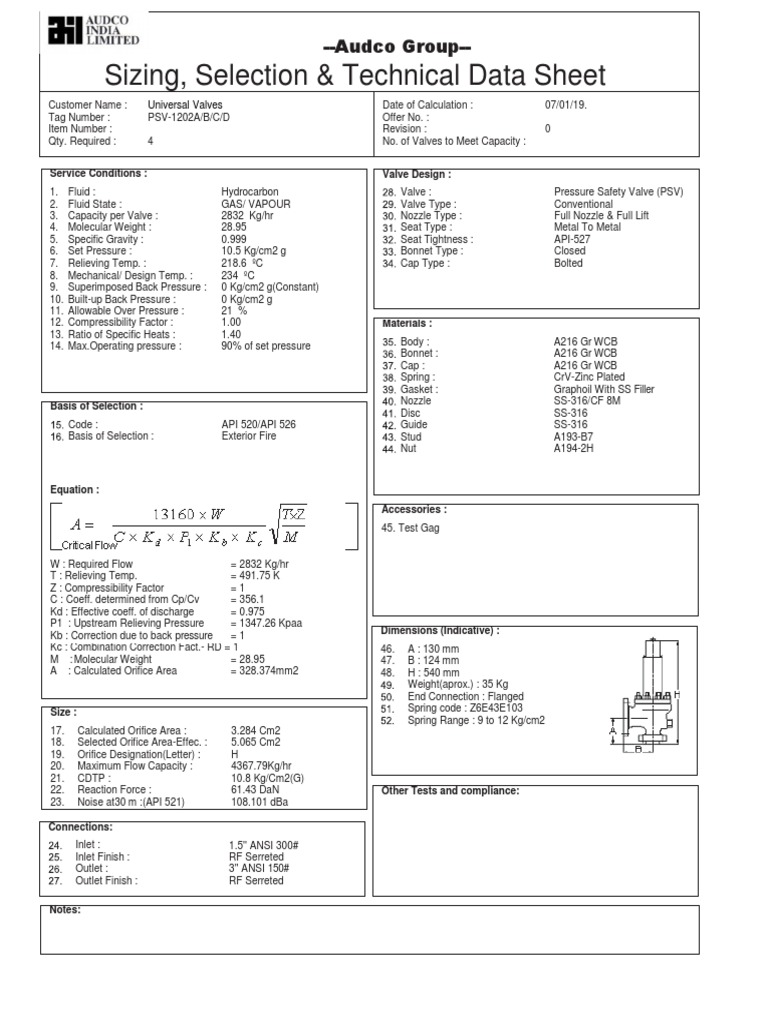 PSV Word | PDF | Valve | Pressure