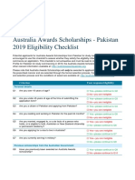 Australia Awards Scholarships - Pakistan 2019 Eligibility Checklist