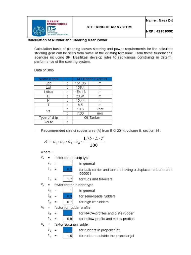 Rudder Design and Torque Calculations | PDF | Rudder | Propeller