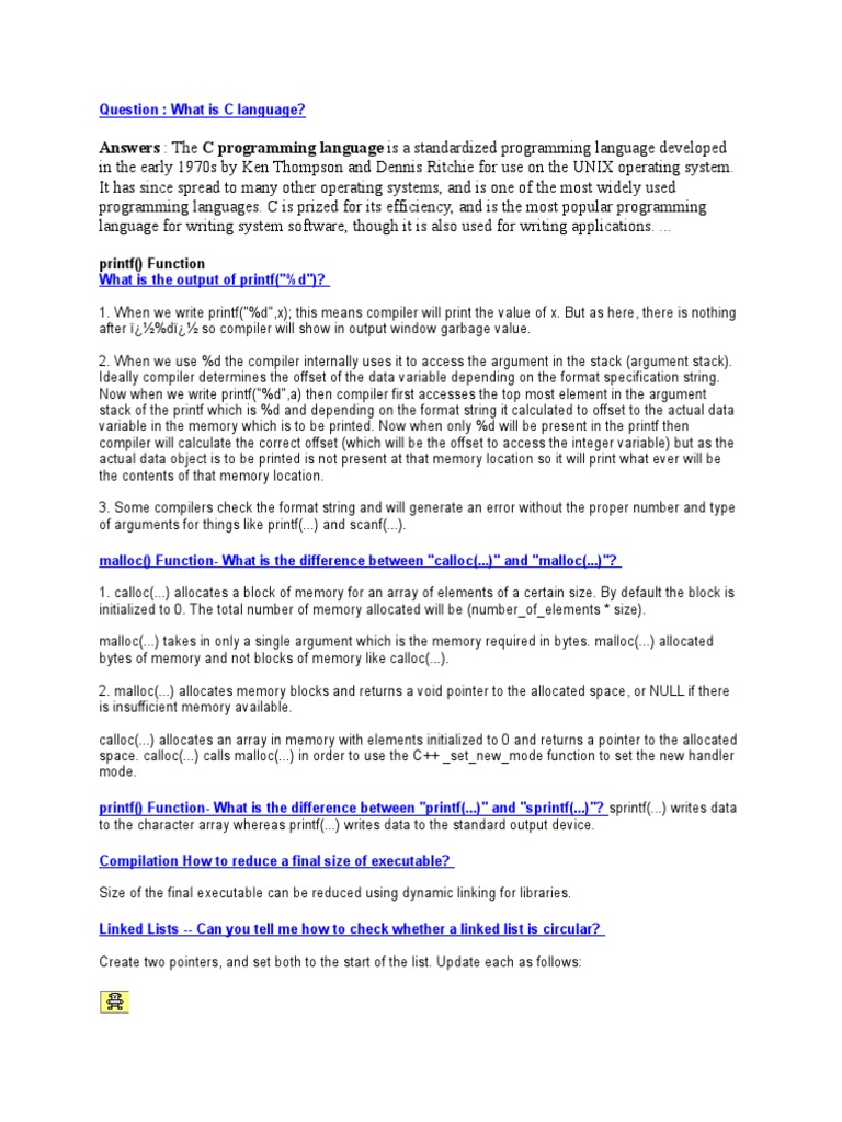 C Interview Questions | PDF | Parameter (Computer Programming ...
