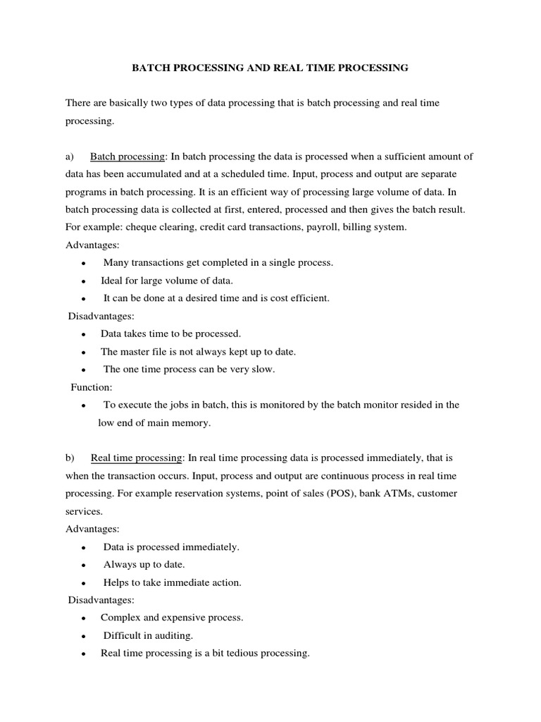 Batch vs Real-Time Data Processing | PDF | Real Time Computing ...