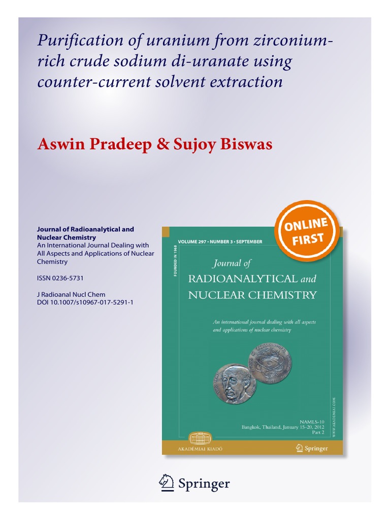 Purification of Uranium From ZirconiumRich Crude Sodium DiUranate