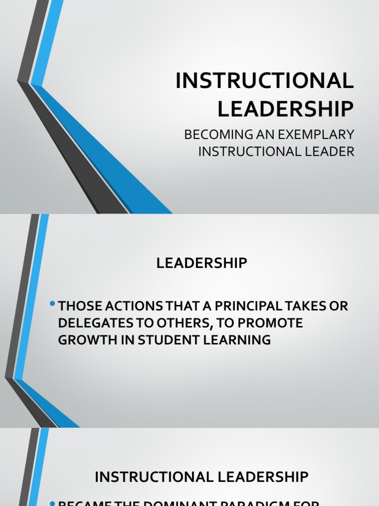 Exemplary Instructional Leadership Guide | PDF | Teachers | Leadership
