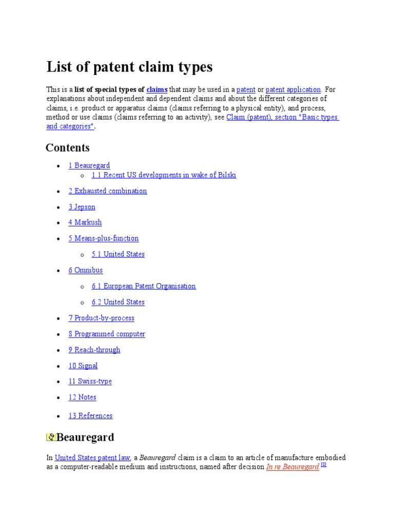 Patent Claims And Their Types | Patent Claim Form Format – IXXLIQ