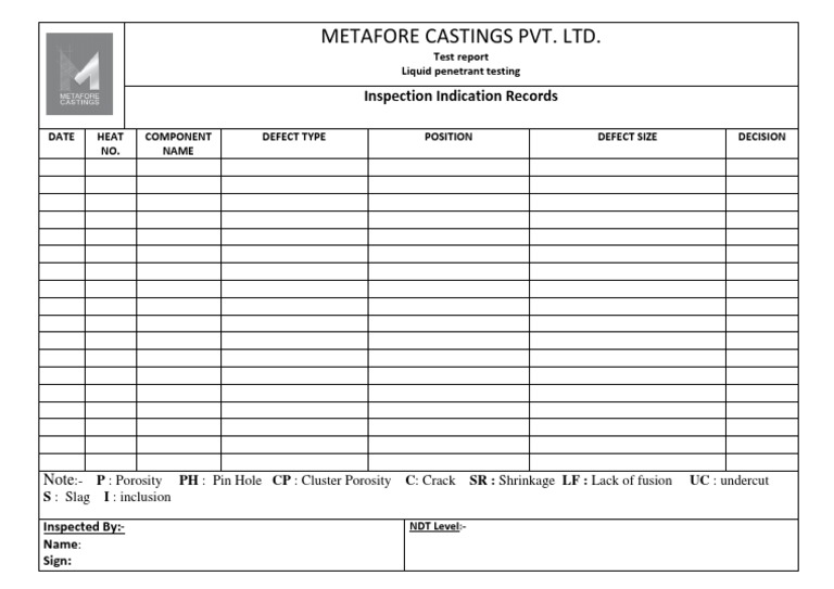 NDT Defects Records PDF Casting (Metalworking) Nondestructive Testing