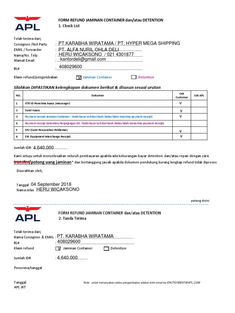 Draft Check List Refund | PDF