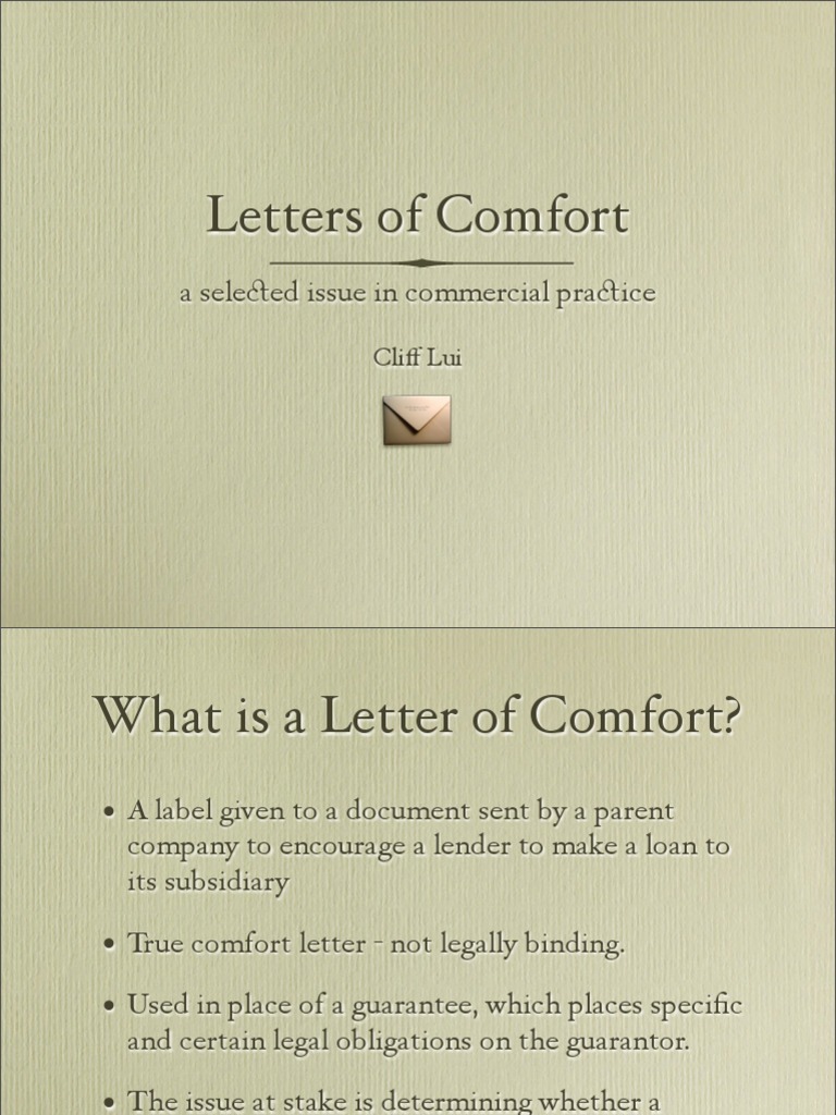 Letters of Comfort FINAL Guarantee Estoppel