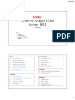 Numerical Analysis EE305 Jan-Apr 2019: Matlab