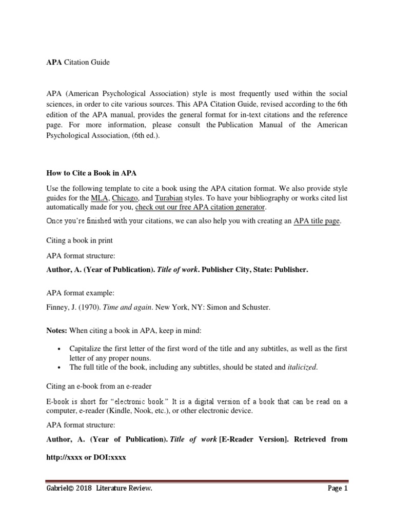 Gabriel© 25 Literature Review  PDF  Citation  Apa Style