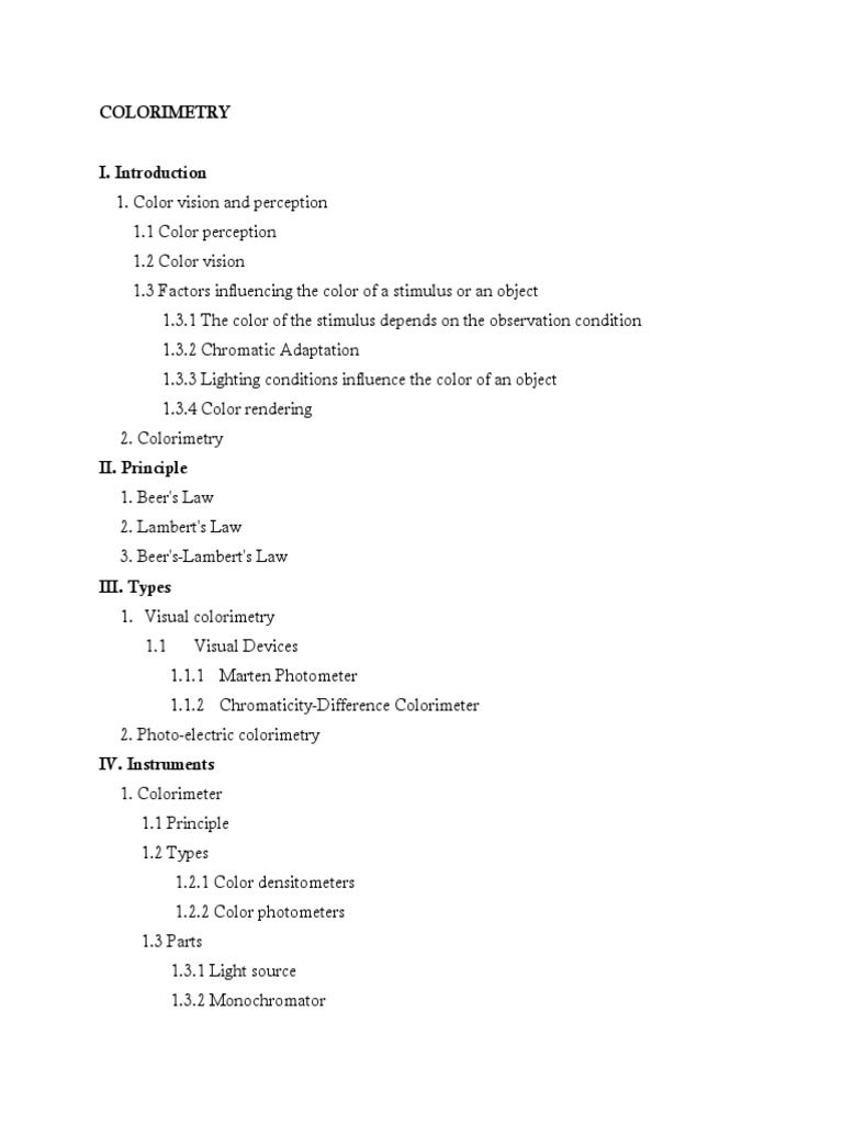 COLORIMETRY PDF Spectrophotometry Color