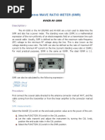 Wave Ratio Meter (SWR) : Standing