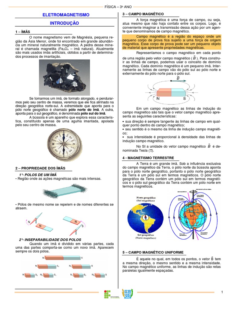 Eletromagnetismo.pdf | Campo Magnético | Ímã