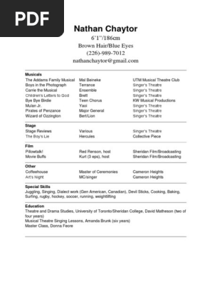 Acting Resume
