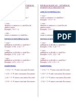 FEVEREIRO Matematica REGRAS BÁSICAS Numeros Positivos e Negativos