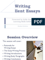 Writing Excellent Essays: Presented by Kellie Kayser Learning Skills Advisor