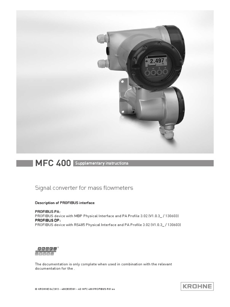 MFC 400 MFC 400 MFC 400 MFC 400: Signal Converter For Mass Flowmeters ...
