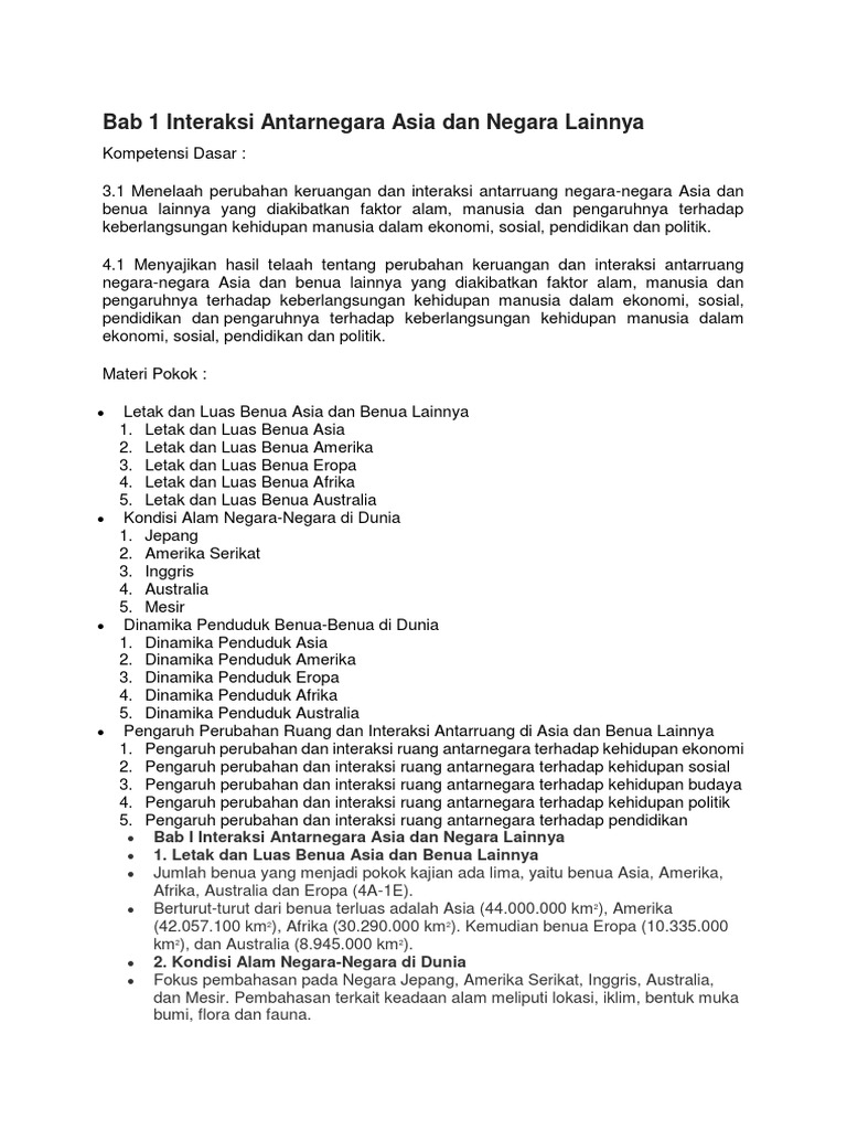 Bab 1 Interaksi Antarnegara Asia Dan Negara Lainnya Pdf