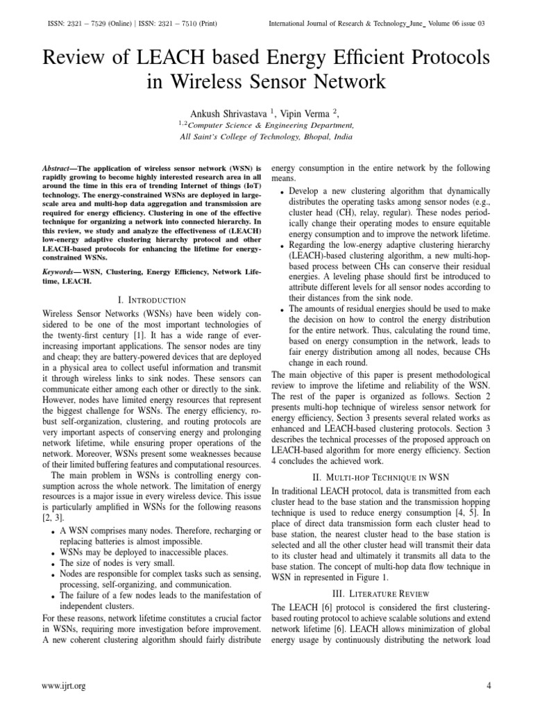 Review of LEACH Based Energy Efficient Protocols in Wireless Sensor ...