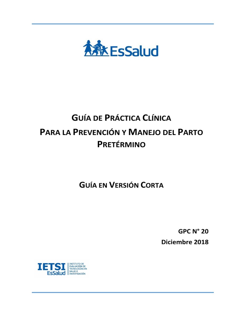 Gpc Parto Pretermino Version Corta Essalud Parto Parto