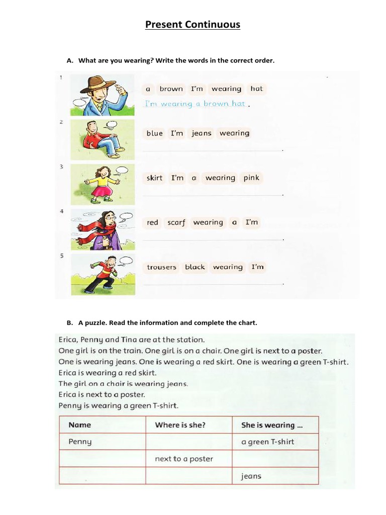 Present Continuous Exercises for 6th Grade | PDF